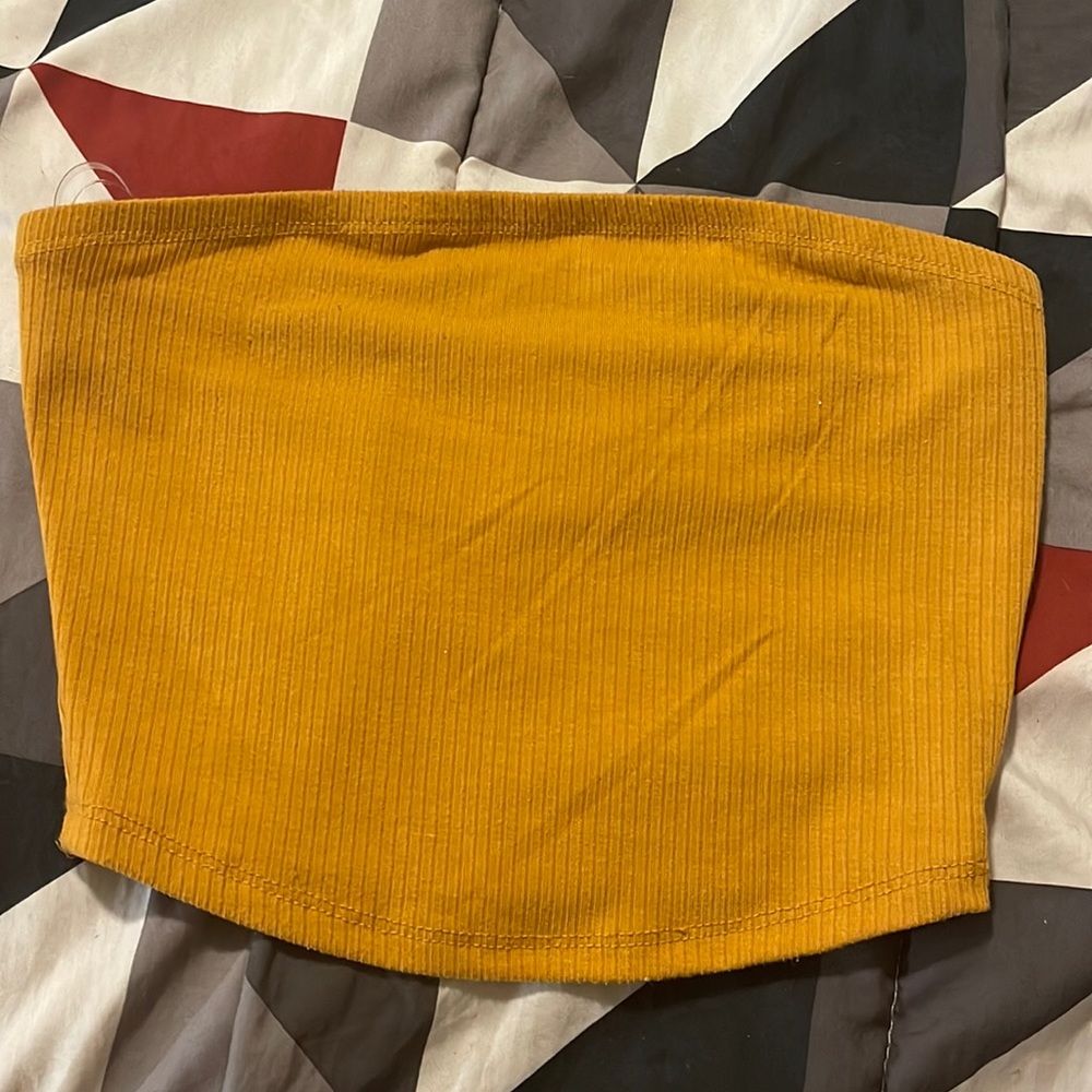 Dark yellow strapless crop top size S worn 1 time brand new